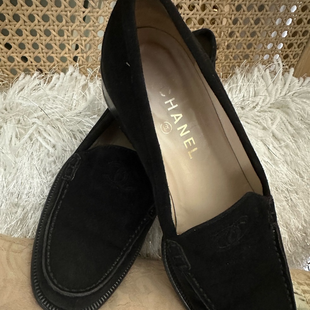 Chanel suede classic loafers